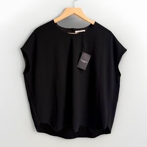 M.M.LaFleur Didion 3.0 Blouse Black Crepe Top Women's Large NWT  Luxury Workwear